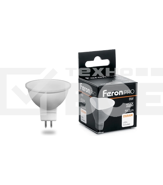Лампа светодиодная FERON PRO LB-1608 (38090) MR16 G5.3 8W 4000K