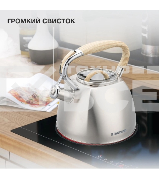 Чайник для плиты Starwind Chef Daily 2.8л, серый, металлический (SW-CH1308)