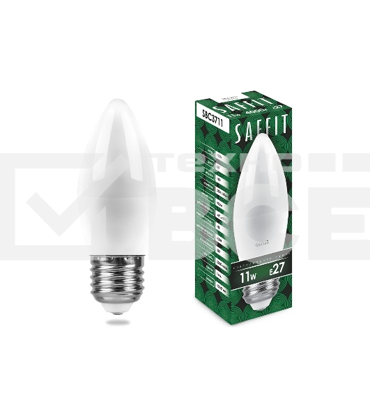 Лампа светодиодная SAFFIT SBC3711 (55135) 11 вт Е27 белый матовая свеча