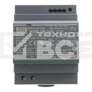 Блок питания AC-DC, 100.8Вт, вход 85...264 В AC   47...63Гц, 120...370В DC, выход 24В, 4.2А, рег.   выхода 21.6...29В, изоляция 3000В AC, в кожухе на DIN-рейку, 70х90х54.5мм, -30...+70°С