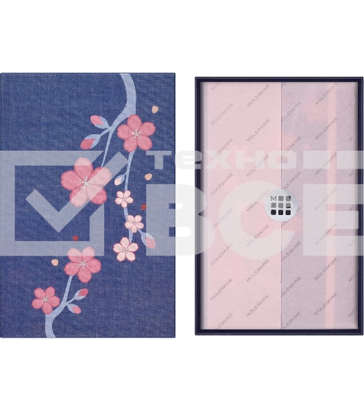 Блокнот Moleskine LIMITED EDITION SAKURA LESU08MM710BOX Pocket 90x140мм, обложка текстиль, 160 страниц, линейка, подарочная коробка, синий, 2025