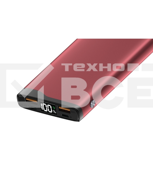 Портативный аккумулятор OLMIO QL-10, 10000mAh, 22.5W, QuickCharge3.0/PowerDelivery, LCD, красный,