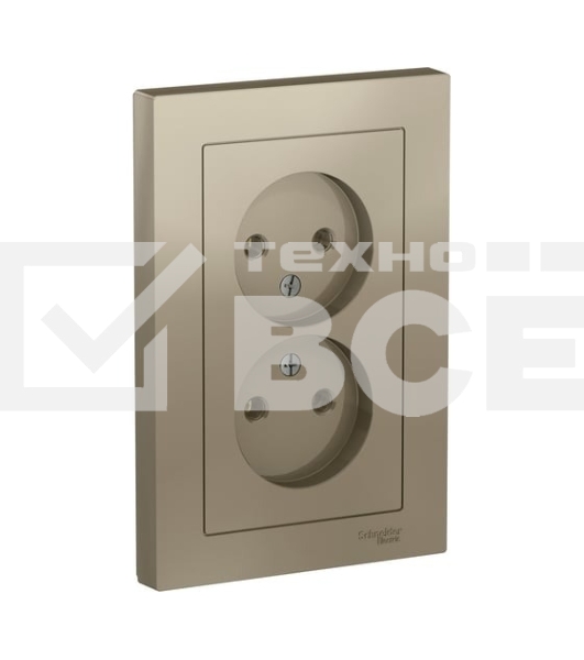 Розетка 2-м AtlasDesign без заземл. 16А в сборе шампань SchE ATN000520