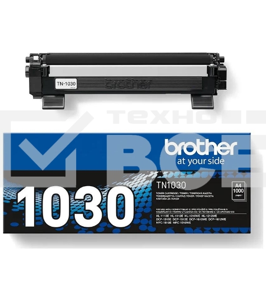 Картридж лазерный Brother TN1030 чёрный (2 500 стр.) для Brother HL-1110E/HL-1112E/HL-1210WE/HL-1210WE/HL-1212WE/DCP-1510E/DCP-1512E/DCP-1610WE/DCP-1612WE/MFC-1810E/MFC-1910E