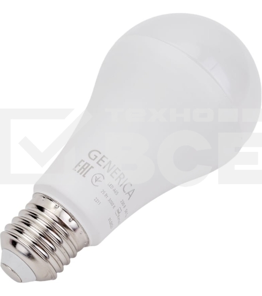 Лампа LED A65 IEK LL-A65-25-230-30-E27-G груша 25Вт 230В 3000К E27 GENERICA