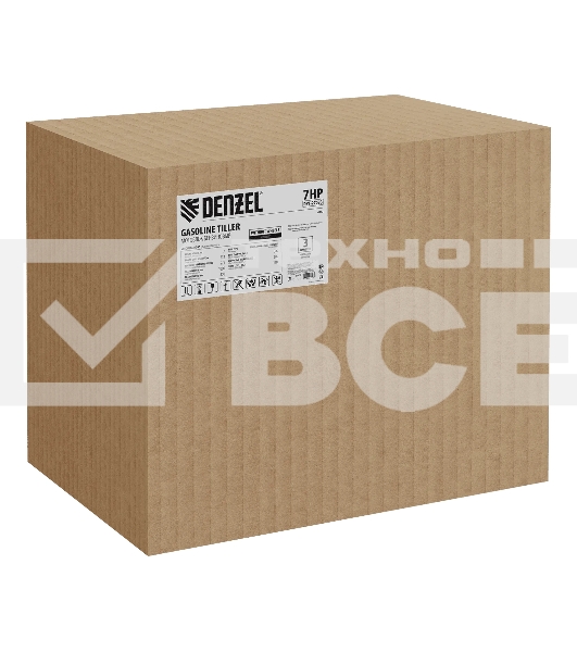 Мотоблок Denzel DPT-270SB, 7 л.с., ремен.сцеп, фрез 3х4, ШОМ, без колес, передачи 2В/1Н