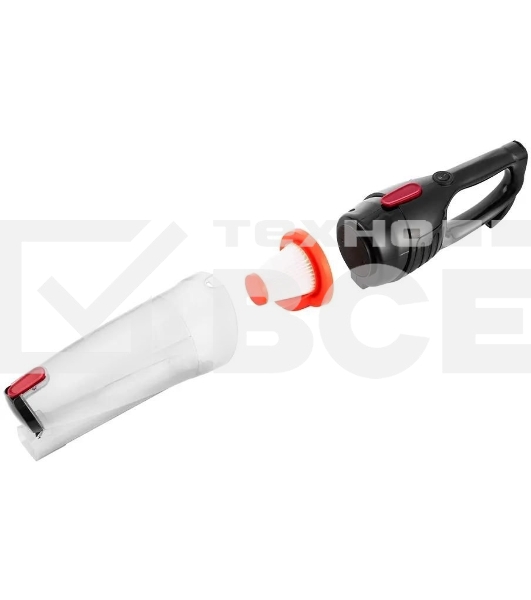 Пылесос вертикальный Kitfort KT-597-1 черный/красный, питание от сети, 600 Вт, уборка сухая, пылесборник 1 л