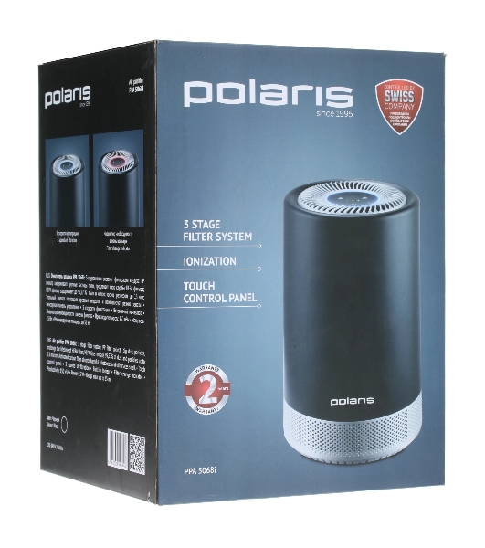 Очиститель воздуха Polaris PPA 5068i черный, 35 м², HEPA-фильтр, угольный фильтр, ионизация
