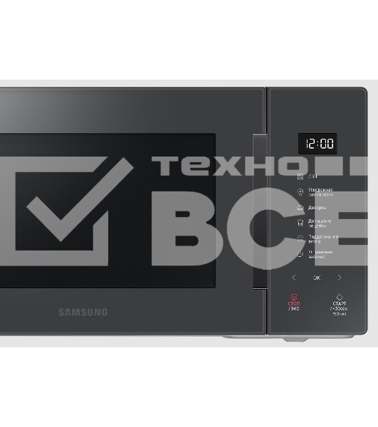 Микроволновая печь Samsung MS23T5018AC/BW антрацит, 23 л, 800 Вт, переключатели - сенсор