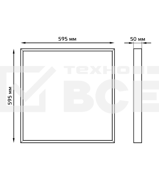 Светильник светодиодный Gauss MIR 595х595х50 35Вт 3000лм 6500К IP40 офисный встраив. накладной с опаловым рассеив. (аналог ЛВО)