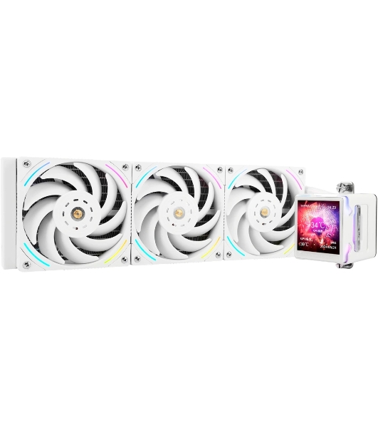 Система жидкостного охлаждения Thermalright Elite Vision 360 (360mm, LED, White, ARGB/Fans: 3x120mm, 69CFM, 27dBA, 2150RPM/Pump height 63mm, Rad thickness 27mm/S: 1700, 1200, 1851, 115X, 2011, 2066, AM5, AM4)