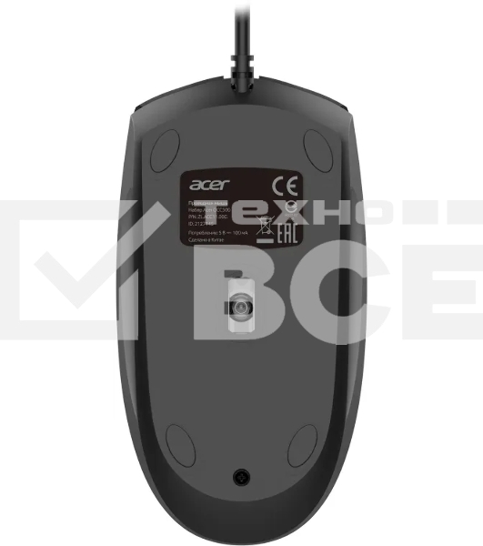 Комплект клавиатура+мышь Acer OCC500 проводной, USB, 1200 DPI, черный