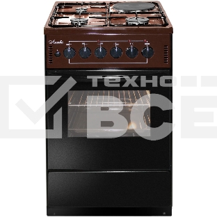Плита комбинированная Лысьва ЭГ 1/3г01-2у коричневый, конфорок 4 шт (3 газовых + 1 электрическая), духовка 57 л, 50 см x 84 см x 60 см