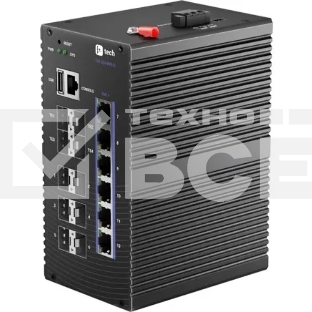 Промышленный коммутатор Fplus FIS-3316VX-D, 6 портов 10/100/1000BASE-T RJ45 PoE+, 6 портов SFP 1GE, 4 порта 10GE SFP+, питание DC 48-57 В, монтаж на DIN-рейку