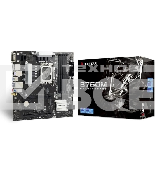 Материнская плата Biostar B760MZ-E PRO, LGA 1700, Intel B760, 4xDDR5, 4xSATA, 2xM.2, 1xPCIe 4.0 x16, 1xPCIe 3.0 x4, 1xPCIe 3.0 x1, 1xHDMI, 1xDP, 1xDVI, 1xVGA, 1x 2.5Gb LAN, 3xUSB-A 3.2 Gen 1, 2xUSB-A 2.0, 1xUSB-C 3.2 Gen 2, 3x3.5 мм, 7.1, mATX