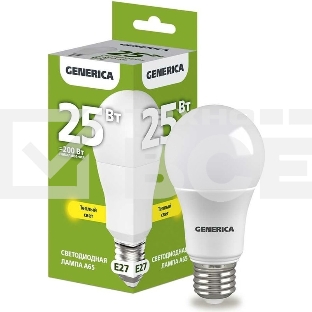 Лампа LED A65 IEK LL-A65-25-230-30-E27-G груша 25Вт 230В 3000К E27 GENERICA