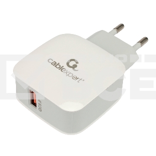 Зарядное устройство Cablexpert MP3A-PC-40, 18Вт, 3А,  быстрая зарядка QC3.0, 1 порт USB, белый, пакет