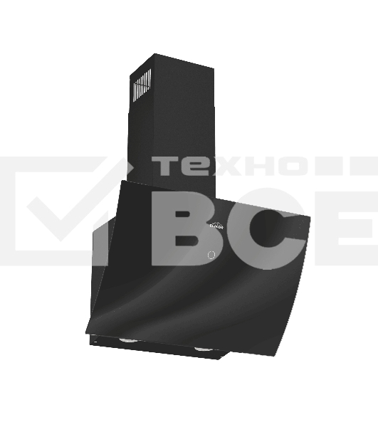 Вытяжка каминная Elikor Wave BK 60 черный, управление сенсорное (1 мотор)