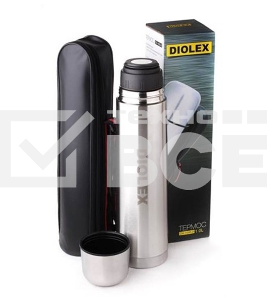 Термос Diolex DX-1000-B 1000 мл, с узкимгорлом, в чехле, нержавеющая сталь