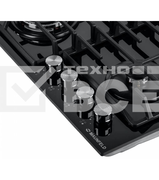 Газовая варочная панель Maunfeld EGHG.64.63CB/G, 4 конфорки, закаленное стекло, черный