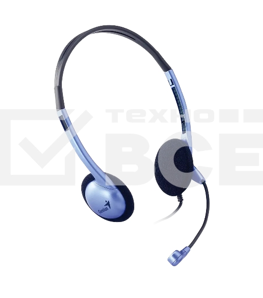 Проводные наушники Genius HS-02B синий/черный, накладные, Jack 3.5 мм, регулируемый микрофон