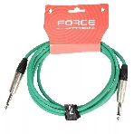 Кабель гитарный FORCE FGC-09/3 GR1/4' TS Jack - 1/4' TS Jack, высококачественный, малошумящий с проводниками из безкислородной меди OFC, диаметр 6 мм, профессиональные металлические разъемы, длина 3 м, цвет зеленый, фото 1