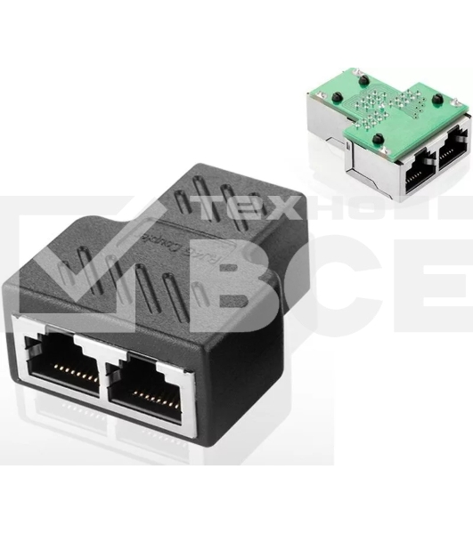 Переходник-разветвитель VCOM RJ-45 8P8C (F)<-->2 x 8P8C (F),FTP, ABS пластик, кат. 5eVCOM <CT252S>