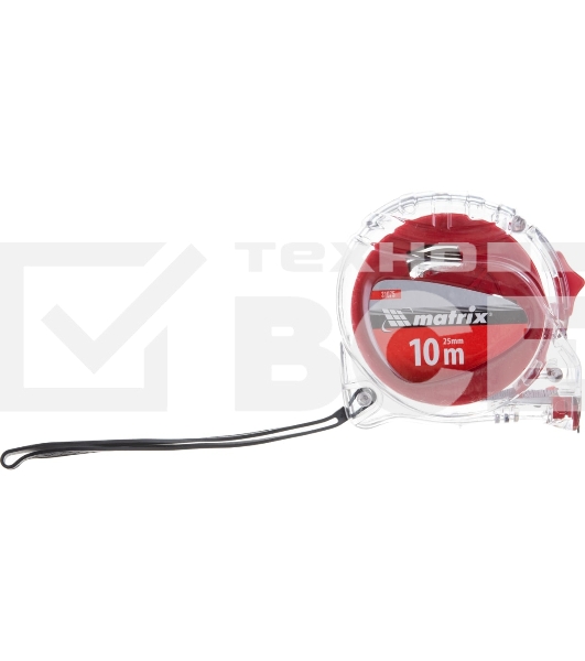 Рулетка MATRIX 31075  crystal 10м х 25мм корпус из поликарбоната