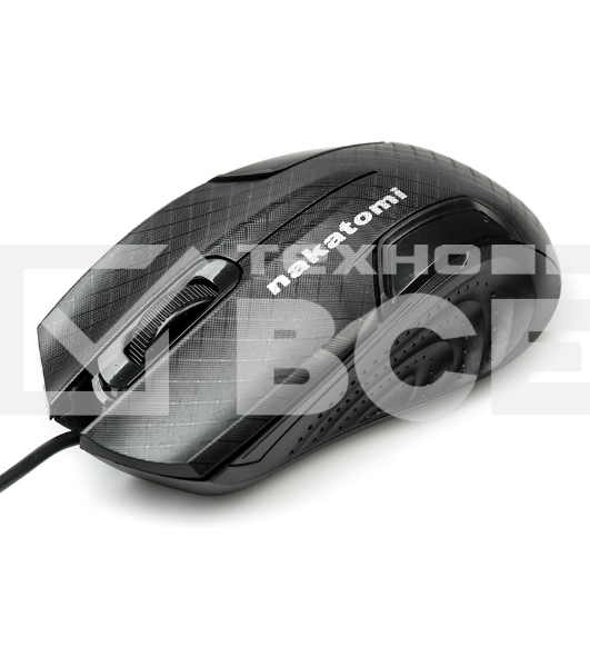 Мышь проводная Nakatomi MON-06U черный, 800 dpi, USB, кнопки - 3