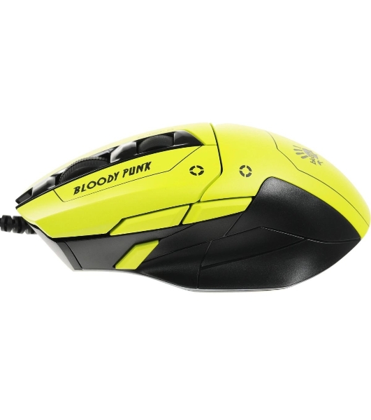 Мышь проводная A4Tech Bloody W70 Max желтый/черный, 10000 dpi, USB, кнопки - 9