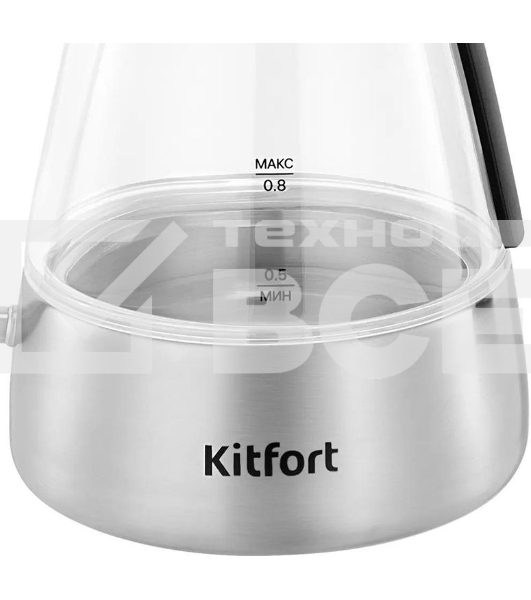Чайник электрический Kitfort КТ-8707 0.8л. 1300Вт нержавеющая сталь/черный корпус: Металл/стекло/пластик