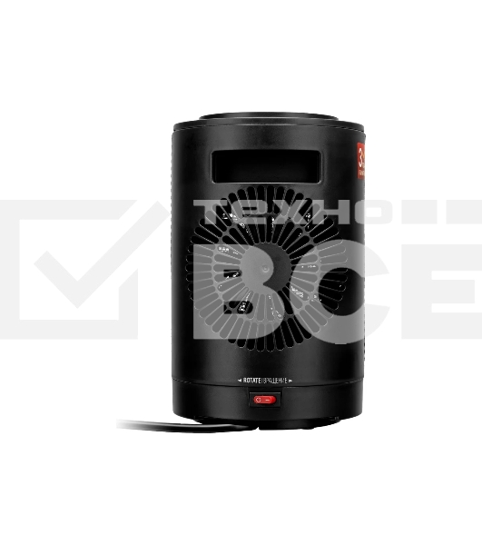 Тепловентилятор керамический Denzel DTFC-1200S, черный, 600/1200 Вт, 12 м2, 3 режима, термостат