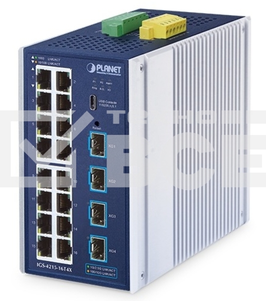 Коммутатор Planet IGS-4215-16T4X Industrial L2/L4 16-Port 10/100/1000T + 4-Port 10G SFP+ Managed Ethernet Switch