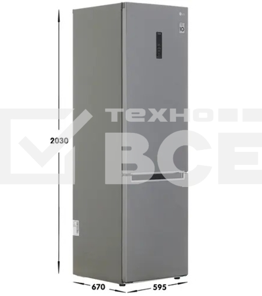Холодильник LG GC-B509MLWM серый двухкамерный 277/107л морозилка снизу