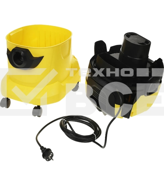 Строительный пылесос Karcher WD 4 P V-20/5/22 желтый, 1000 Вт, уборка сухая/сбор воды/выдув, пылесборник мешок/контейнер, 20 л