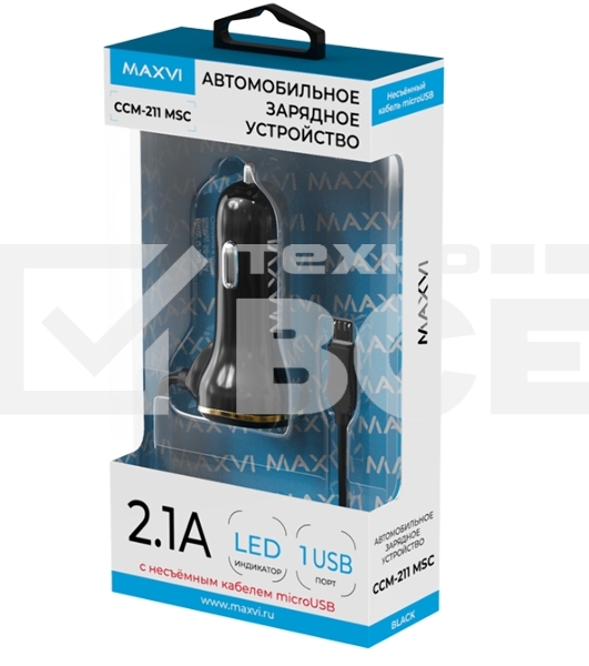 Автомобильное зарядное устройство Maxvi CCM-211MSC 2.1A