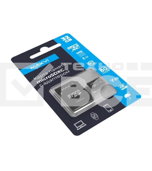 Карта памяти Maxvi microSDXC 32GB, class 10, UHS-I (3), V30