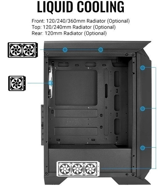Компьютерный корпус Aerocool/Formula Gladiator Duo-G-BK-v1 черный без БП ATX 3x120мм 2xUSB3.0 audio bott PSU
