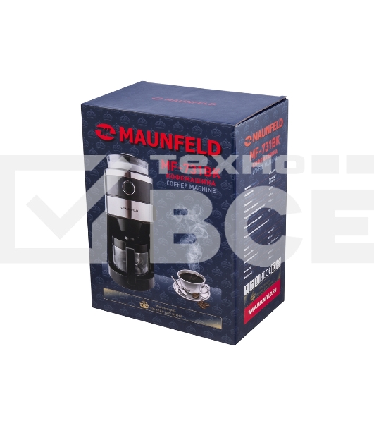 Кофеварка капельная Maunfeld MF-731BK черный, исп. кофе - зерновой/молотый, 0.83 л, 820 Вт.