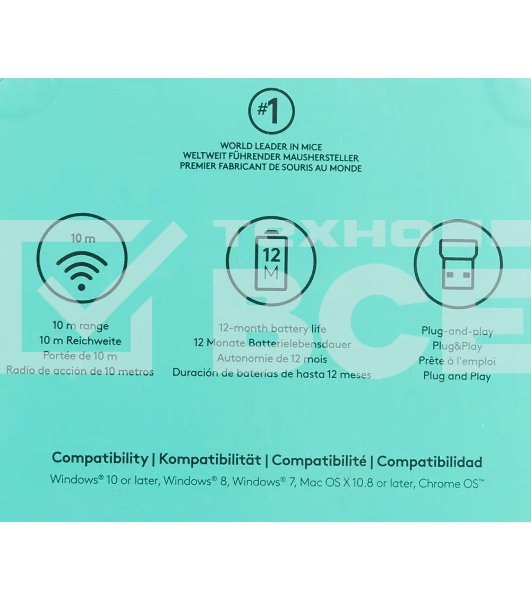 Мышь беспроводная Logitech M171 синий, 1000 dpi, радиоканал, USB, кнопки - 3