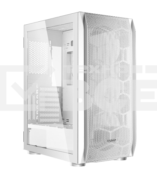 Компьютерный корпус Ginzzu GL 185 белый боковая дверца закаленное стекло на петлях на магнитах