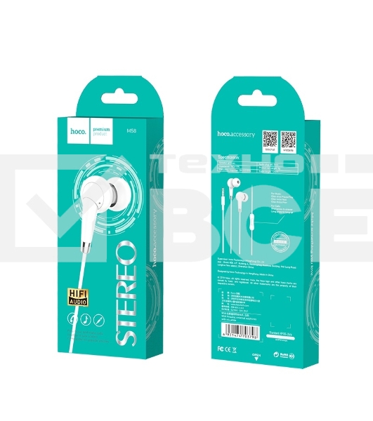 Проводные наушники Hoco M58 Amazing белый, внутриканальные, jack 3.5 мм