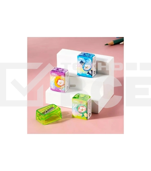 Точилка для карандашей ручная Deli EH552 Little Singer 1 отверстие пластик ассорти коробка