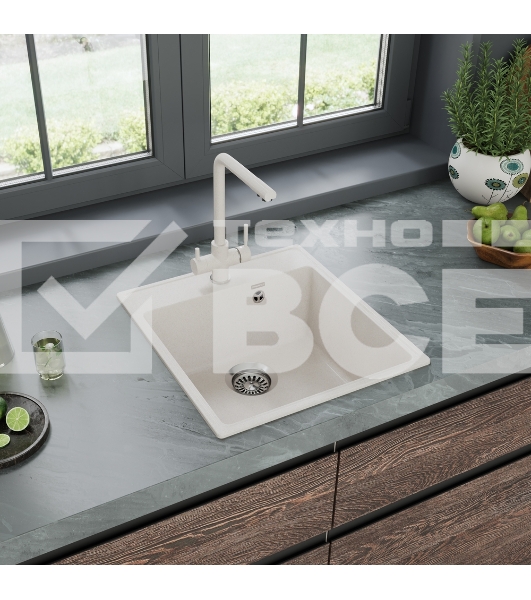 Кухонная мойка Maunfeld Perla 460 MFQS-460W кремовый