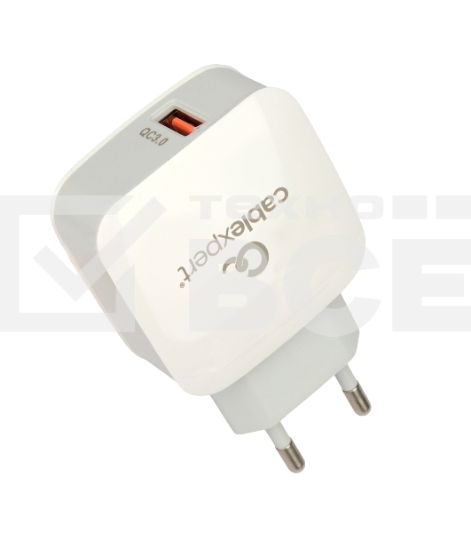 Зарядное устройство Cablexpert MP3A-PC-40, 18Вт, 3А,  быстрая зарядка QC3.0, 1 порт USB, белый, пакет