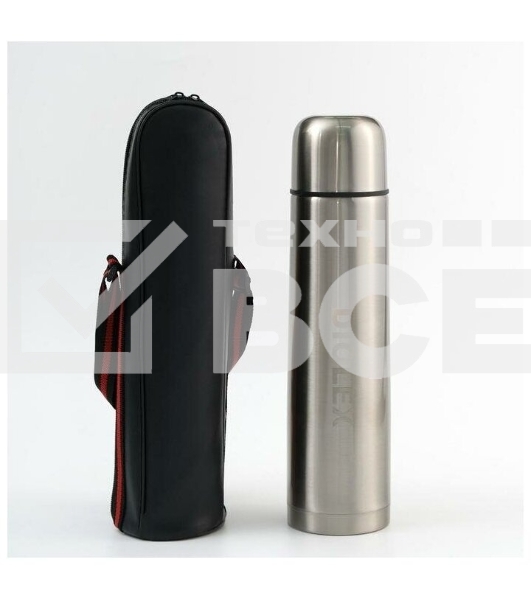 Термос Diolex DX-1000-B 1000 мл, с узкимгорлом, в чехле, нержавеющая сталь