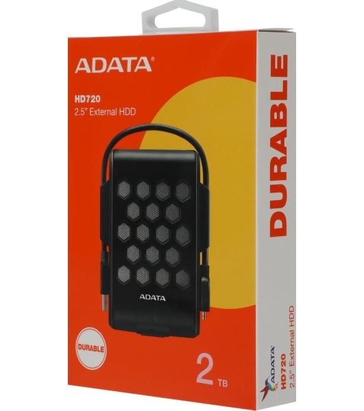Внешний HDD ADATA HD720, 2Tb 2,5', USB 3.1, прорезиненный, черный