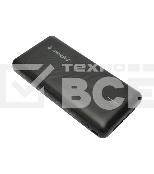 Портативный аккумулятор Gembird GPB-10C, 10000мА·ч, 2A, 4 встроенных кабеля, черный