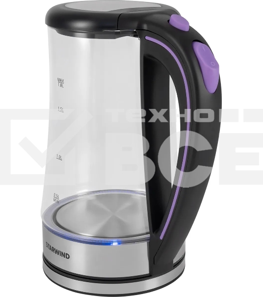 Чайник электрический Starwind SKG4045 1.8л. 1800Вт черный/серебристый корпус: стекло
