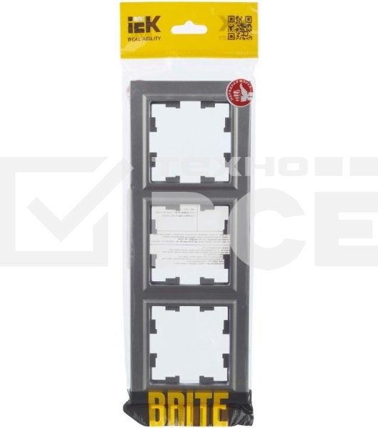 Рамка 3-мест. IEK BRITE РУ-3-БрС сталь